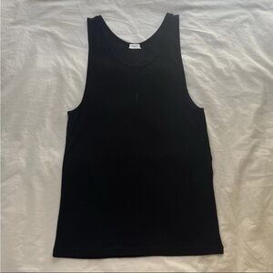 Saint Laurent YSL Cassandre Embroidered Ribbed Black Tank Top XXL (M)